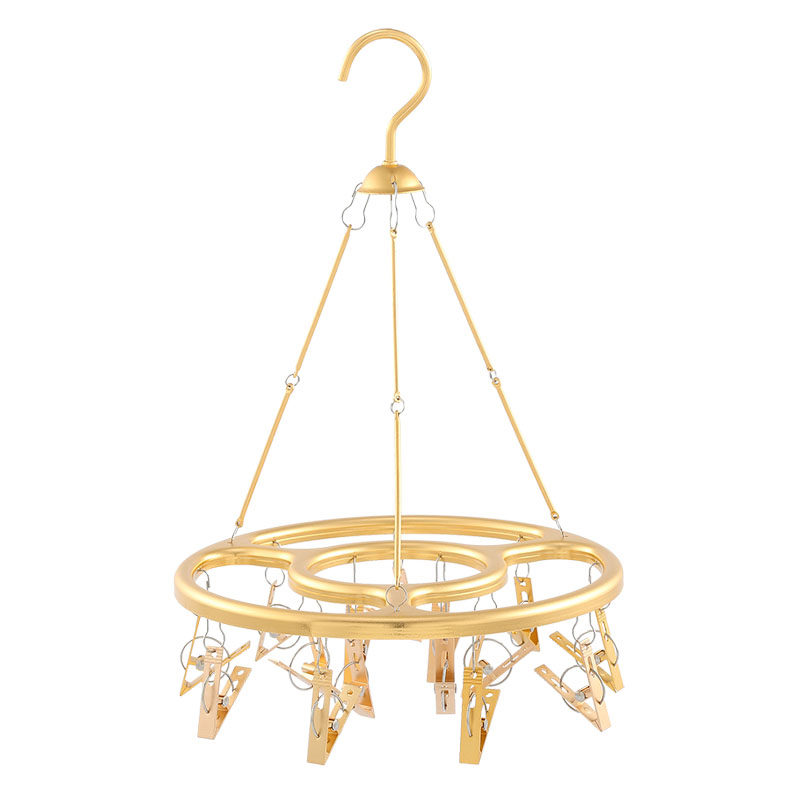 亿朋圆形铝合金晒衣夹多功能晒袜子衣架 圆形多夹子挂衣夹袜子架