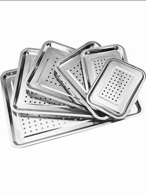 304储水盘大号式加厚饭池双层蒸盘蒸y茶不锈钢茶盘小长方形沥水