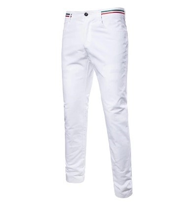 Men Stretch White Pants Mens Slim Trousers Casual Pantalones在類目 男裝, 休閒褲中 - 來自Buy2taobao.com提供專業的淘寶代購服務