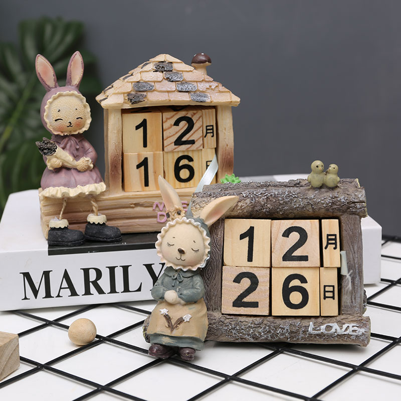 创意木质日历小摆件桌面装饰品木头日期展示牌幼儿园食谱拍照道具