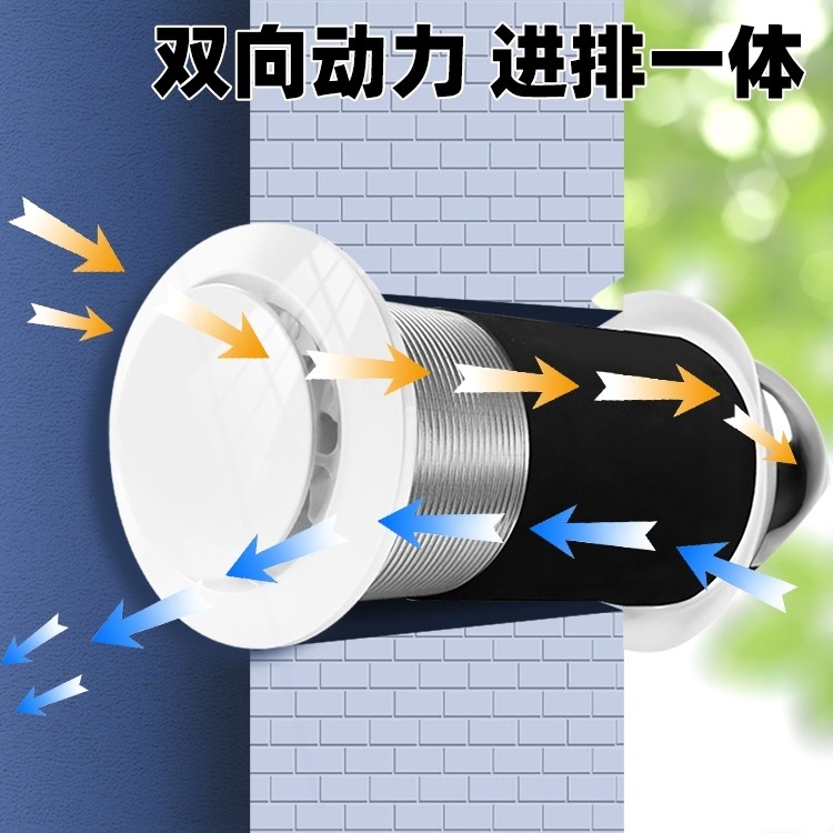 穿墙一体式静音抽风机排气扇窗式扇壁挂棋牌室新风机系统家用换气