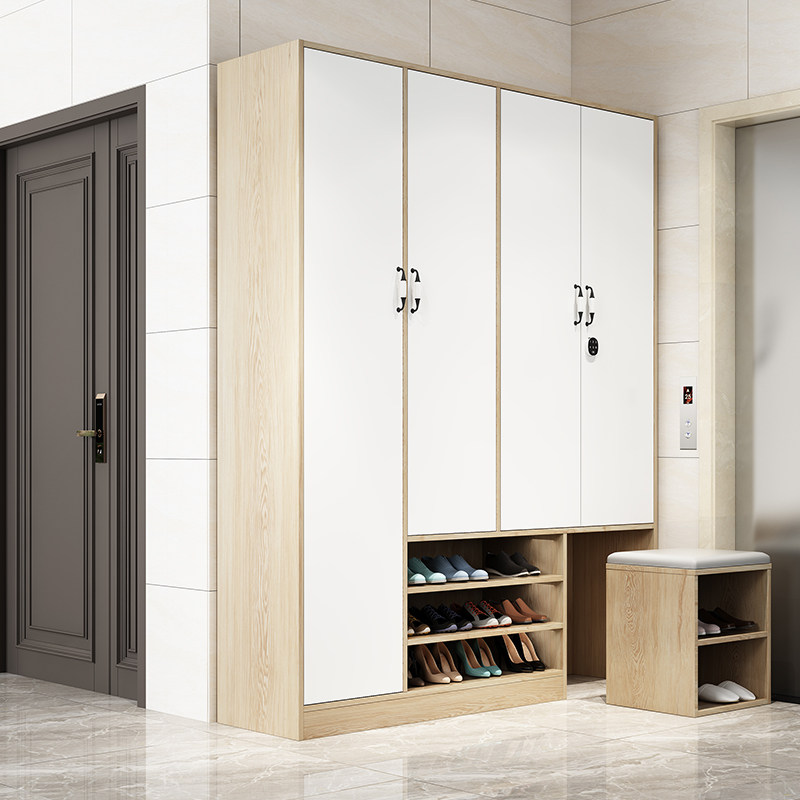 定制家用门外楼道带指纹锁鞋柜大容量走廊电梯口防盗收纳室外高柜