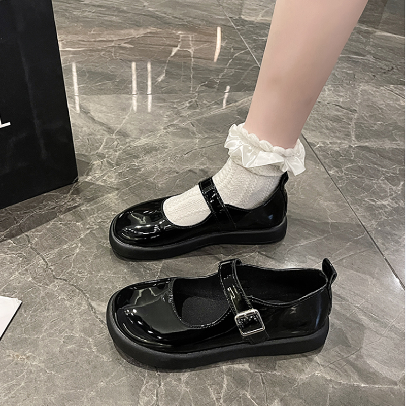 初中生小学生亮黑色小皮鞋日系少女孩校服礼仪公主鞋合唱表演出鞋