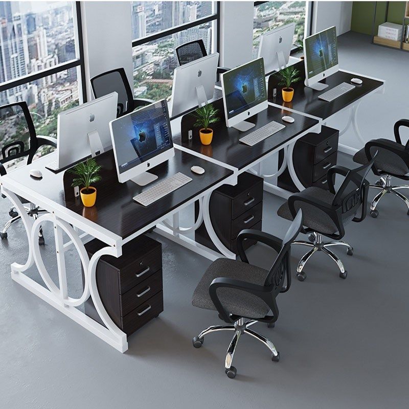 现代简约职员工位电脑办公桌椅组合隔断屏风公司老板桌4人位6人位