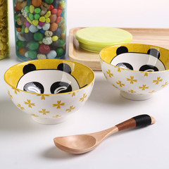 妙趣生活 日式萌熊猫碗两只套装 可爱陶瓷米饭碗 家用乔迁礼品碗