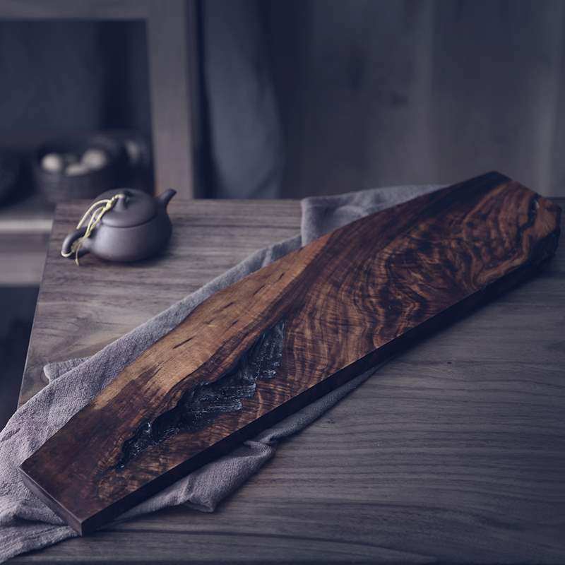 日式茶盘实木胡桃木干泡禅意整块原木家用风化茶盘