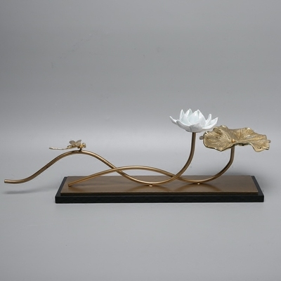 现代新中式创意陶瓷荷花工艺品摆设酒x店样板房间玄关电视柜摆件