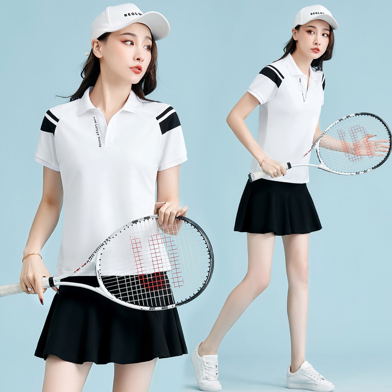 夏季网球服防走光运动套裙女2022新款polo领高尔夫休闲运动套装女
