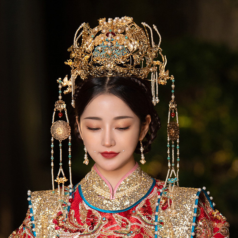 新娘古装头饰中式婚礼凤冠发饰