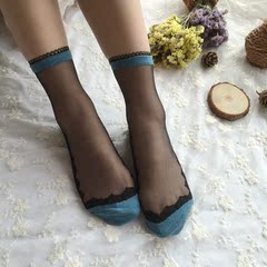超可爱日系短丝袜蕾丝黑色公主花边袜金边女袜水晶玻璃短袜子