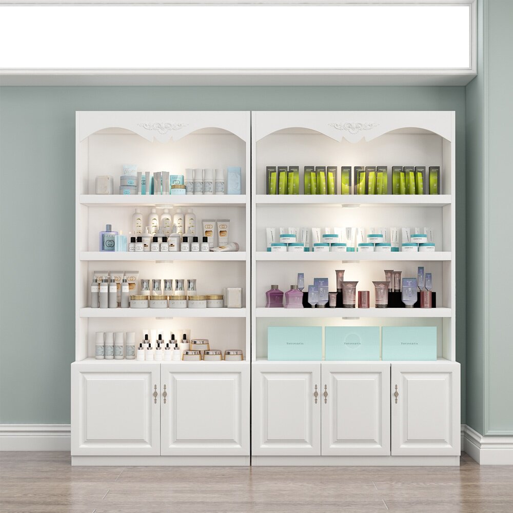 强推化妆品展示柜美容院美p甲店展柜欧式自由组合货柜产品展示柜