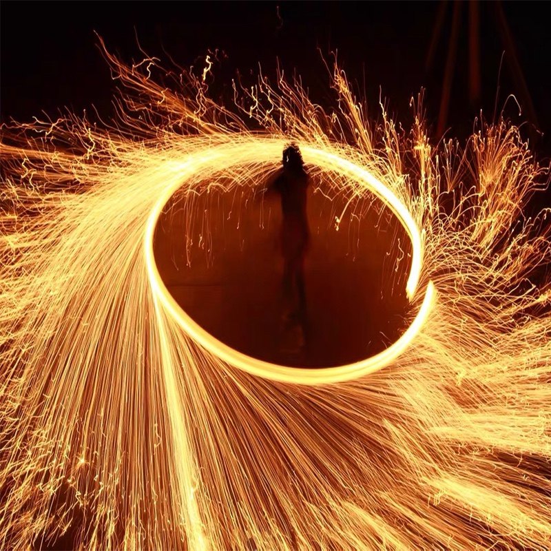 钢丝棉烟火网红火花棉打铁花创意手甩仙女铁棉花手持火焰甩花手摇