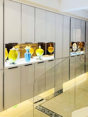 橱柜门隐玻边框3cp钢化玻璃晶钢门超白烤漆形璃灶台门整体定做