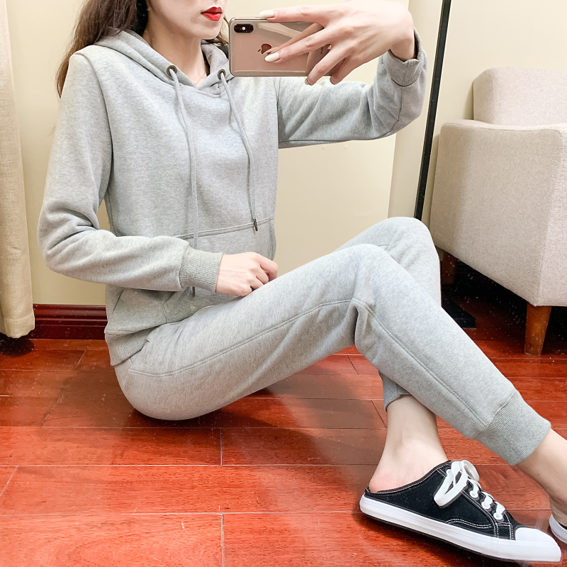 2019 Early autumn new pattern fashion Sweater girl Hooded pullover temperament Show thin student leisure time Sports suit Plushin the Women's clothing/Boutique , Sweater/Fleece category - from Buy2taobao.com to provide professional Taobao agent buy service