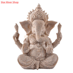 MagiDeal Hand Carved Sandstone Seated Ganesh Buddha Deity El