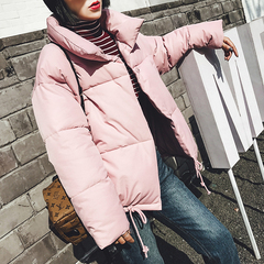 2016冬季新款韩版短款减龄立领棉服女装抽绳宽松棉衣软妹外套潮款
