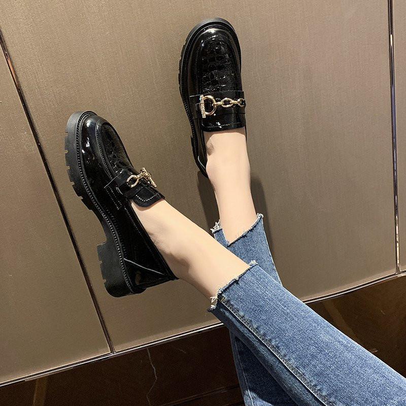 厚底松糕休闲小皮鞋女2021春季新款女单鞋英伦风百搭一脚蹬乐福鞋|ruв категории Женская обувь, низкий чистка - от Buy2taobao.com для оказания профессиональной услуги покупки агента Taobao