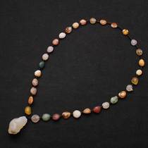 蒙古阿拉善戈壁玛瑙原石项链七彩奇石玛瑙原石项链手串毛衣链