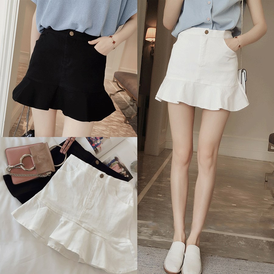 2019春夏新款时尚百搭纯色A字短裙高腰包臀裙荷叶边鱼尾半身裙女在类目 女装/女士精品, 半身裙中 - 来自Buy2taobao.com提供专业的淘宝代购服务