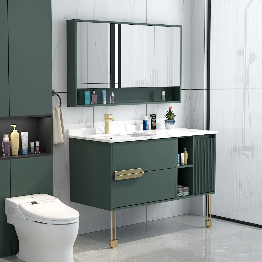 轻奢浴室柜组合现代简约实木木烤漆洗手池洗脸台盆柜卫生间洗漱台