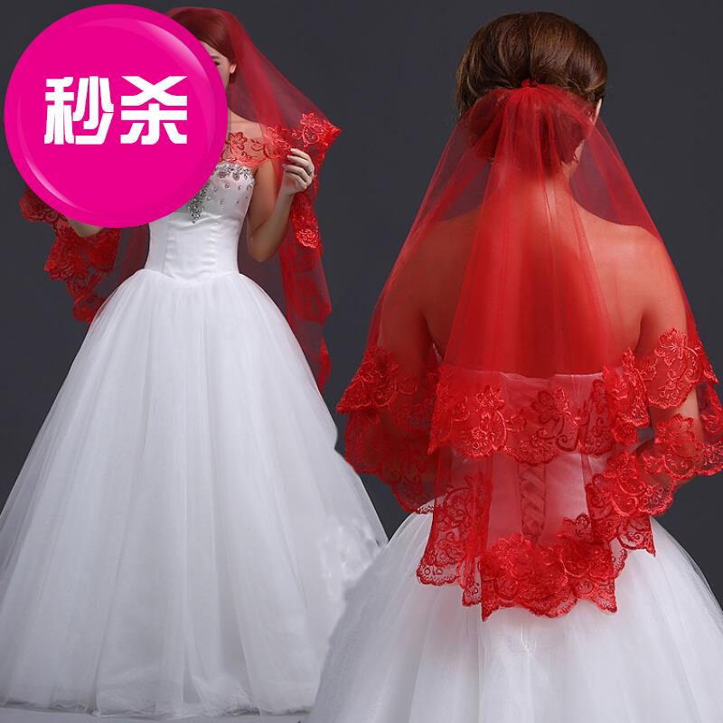 红盖头 娘5蕾丝 婚纱头纱结婚韩式蕾丝加长拖尾娘头纱中o式婚礼|ruв категории Аксессуары, свадебное платье, аксессуары, вуаль - от Buy2taobao.com для оказания профессиональной услуги покупки агента Taobao