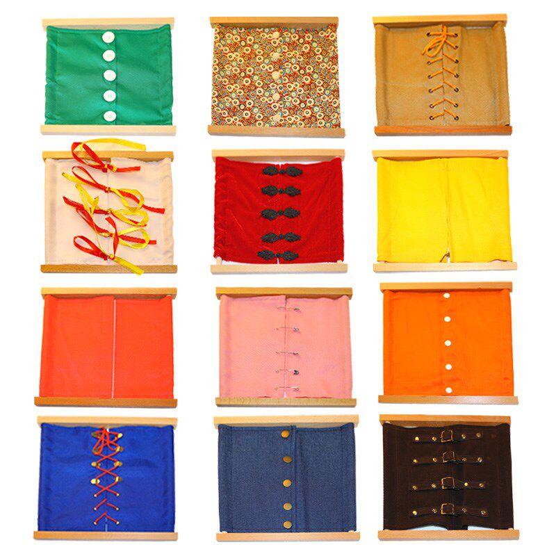 蒙氏教具蒙特梭利早教1-3岁系鞋带玩具日常生活区纽扣拉链衣饰框_不