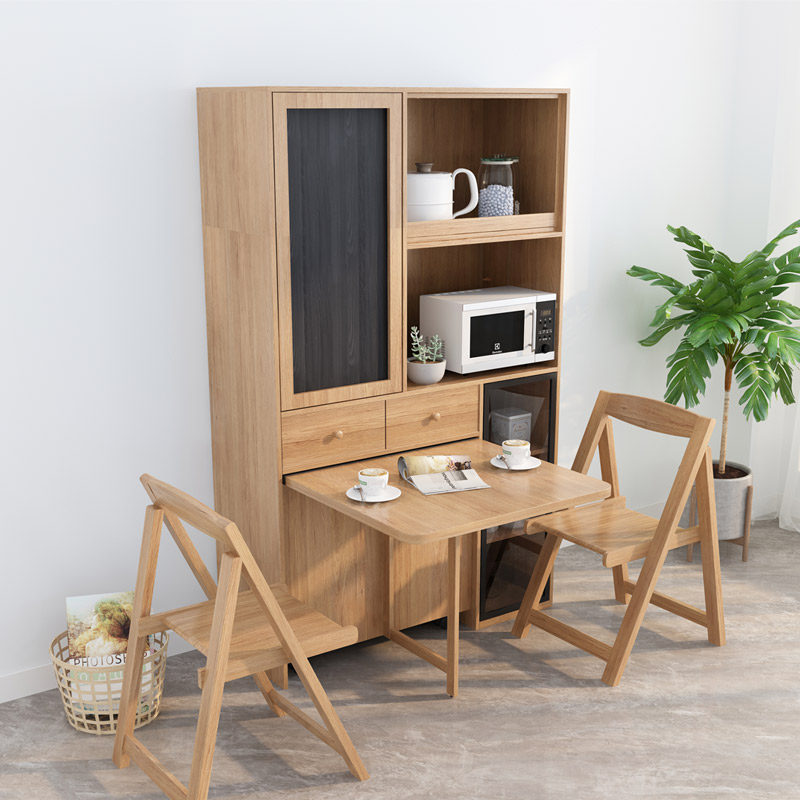 北欧餐边柜餐桌椅可移动一体柜子靠墙折叠吧台小户型多功能家用