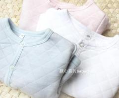 外贸剪标男女宝宝纯棉保暖内衣上衣 婴幼儿空气层夹薄棉前扣上衣