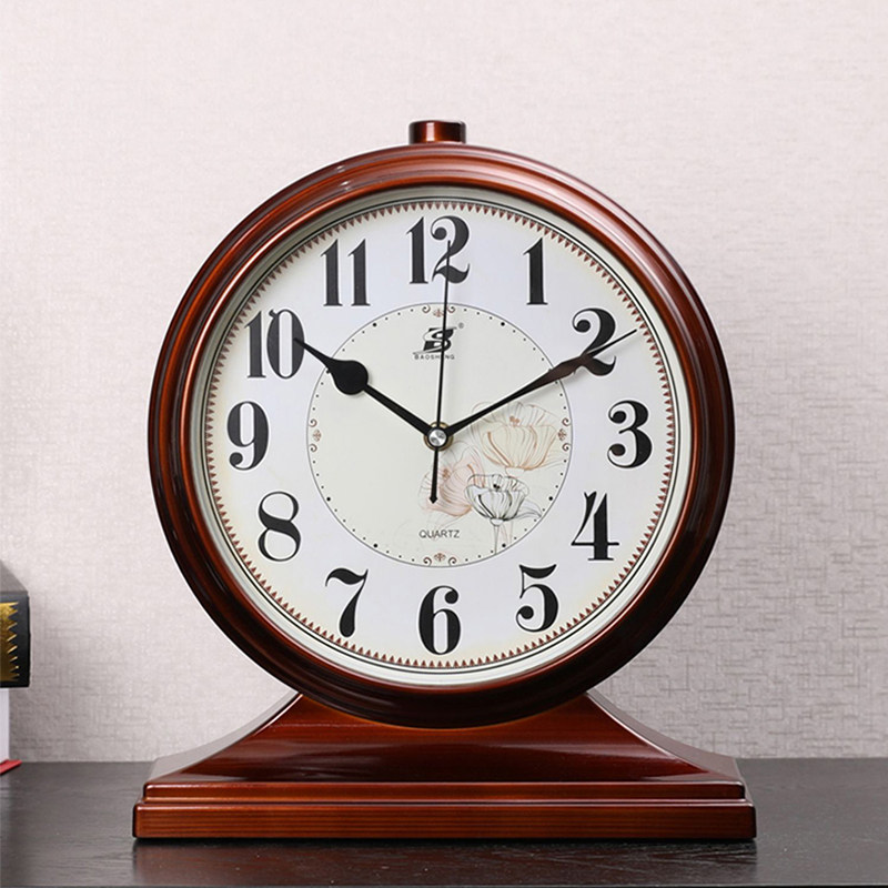 台式客厅石英钟表复古座钟家用桌面创意坐钟摆钟轻奢台钟时钟摆件