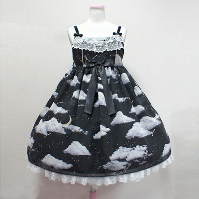 现货ap小白云op黑云misty sky op/jsk小黑云粉云边夹蕾丝lolita