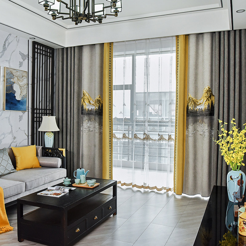 中式提花窗帘