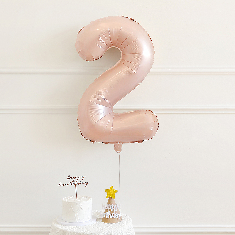 小红书粉色数字气球女孩儿童生日2周岁派对装饰布置氛围拍照道具