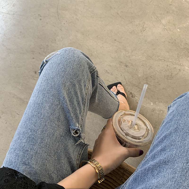 EKOOL hole Paige Easy Jeans Spring and summer 2020 new pattern Korean Edition Show thin Nine points Feet Haren pantsin the Play mode/Anime/Periphery/cos/Board games , Cosplay Apparel/Props/Service , Cosplay Women category - from Buy2taobao.com to provide professional Taobao agent buy service