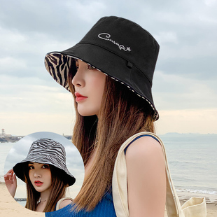 帽子女夏天户外防晒遮阳帽运动太阳帽薄款遮脸透气盆帽渔夫帽百搭