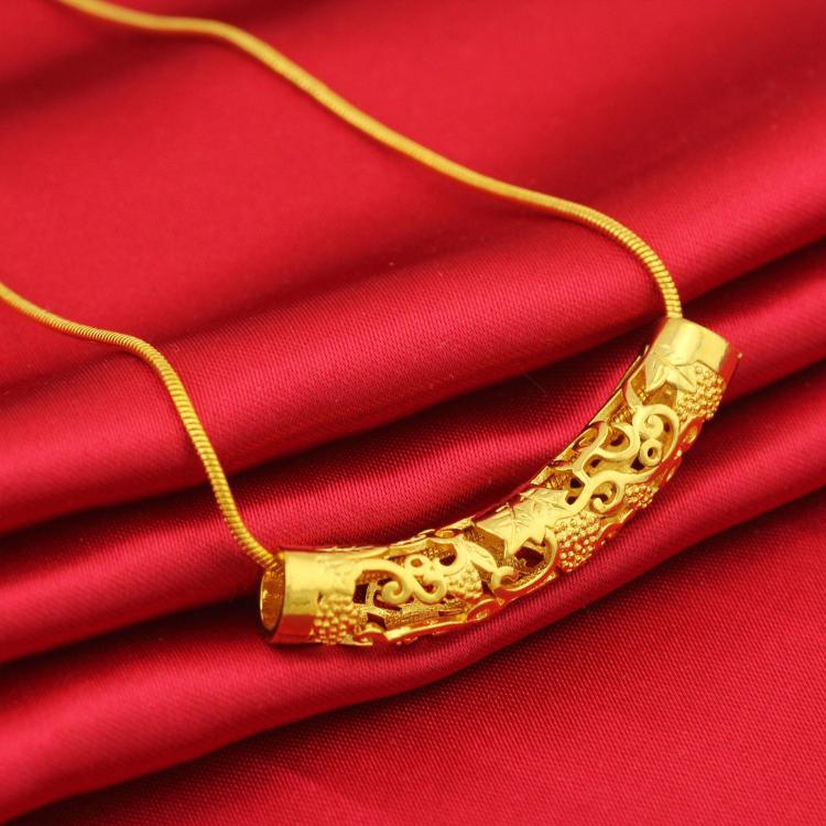 3D硬金真假镀金项链女式 镀黄金饰品 镂空单管沙金项链红绳坠子|msdalam kategori Aksesori/Barang Kemas Fesyen, kalung - dari Buy2taobao.com untuk memberikan perkhidmatan ejen Taobao profesional membeli
