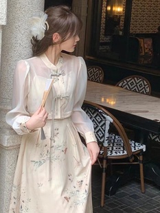 新中式连衣裙女春秋季新款裙子国风套装汉服小个子穿搭一整套