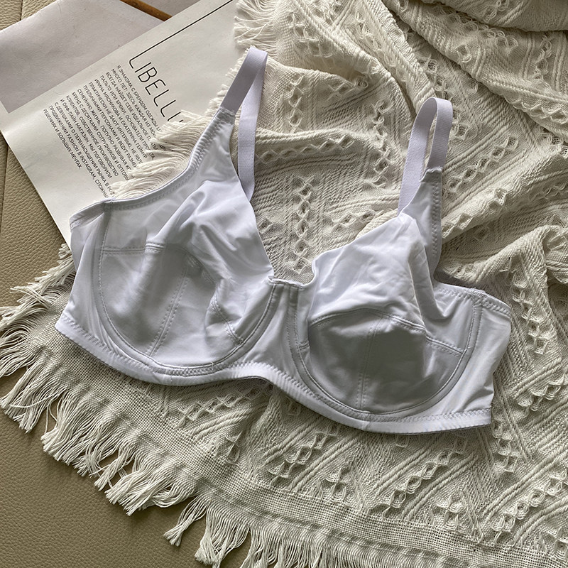欧单新款简约白色宽松自然定型超薄女性乳罩舒适有钢圈无海绵胸衣