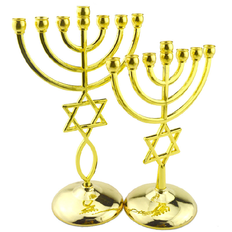 浪漫家居装饰蜡烛台基督教犹太教宗教用品以色列hanukah金灯台