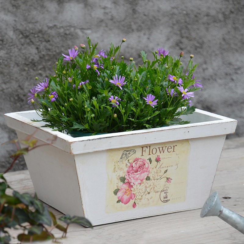 白色密度板木制花盆套盆花箱花盒阳台花园种薰衣草玫瑰花绿植花盆