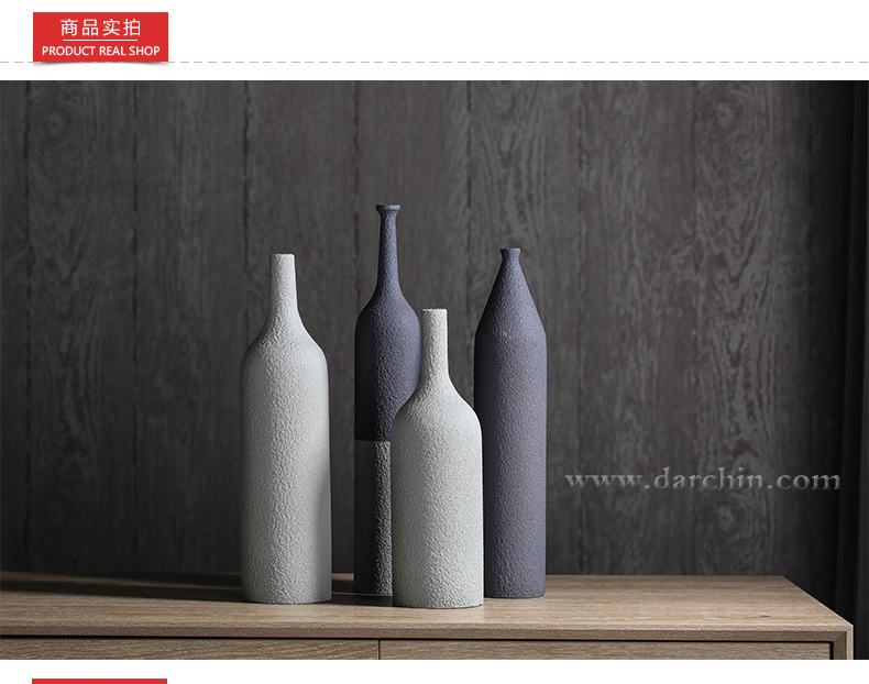 现代灰色系花瓶 亮面环保树脂花器 创意现代简约家居装饰花瓶