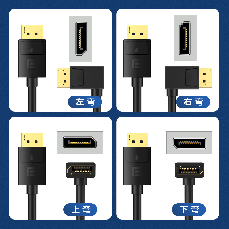 90度直角DP1.4弯头4K2K高清连接电脑显示器投影8K电竞线144/165hz
