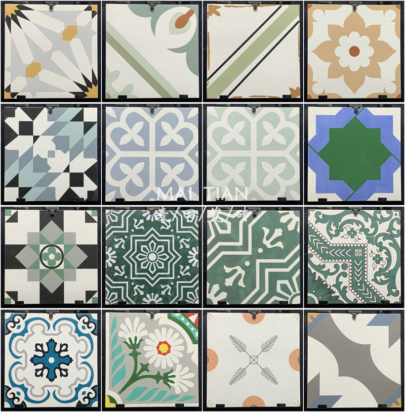 网红花砖北欧厨房墙砖吧台瓷砖浴室卫生间防滑阳台地砖300x300