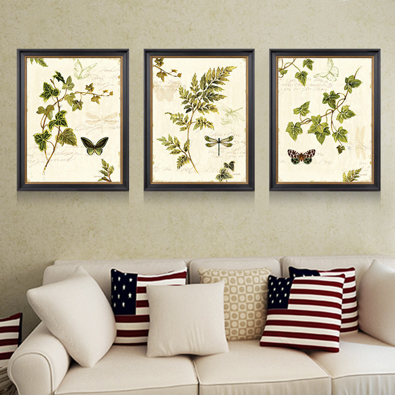 植物花鸟美式装饰画现代简美壁画清新卧室画客厅挂画沙发背景墙画