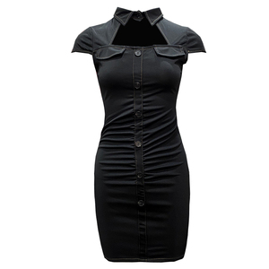 Women's sexy slim dress with short sleeves and buttocks