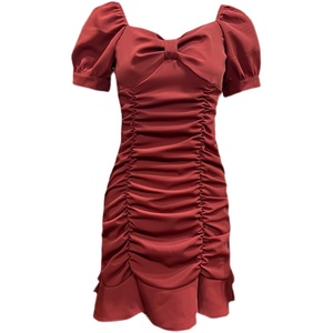 Summer new style Ruffle bubble sleeve square neck fashion age reducing sexy women's dress