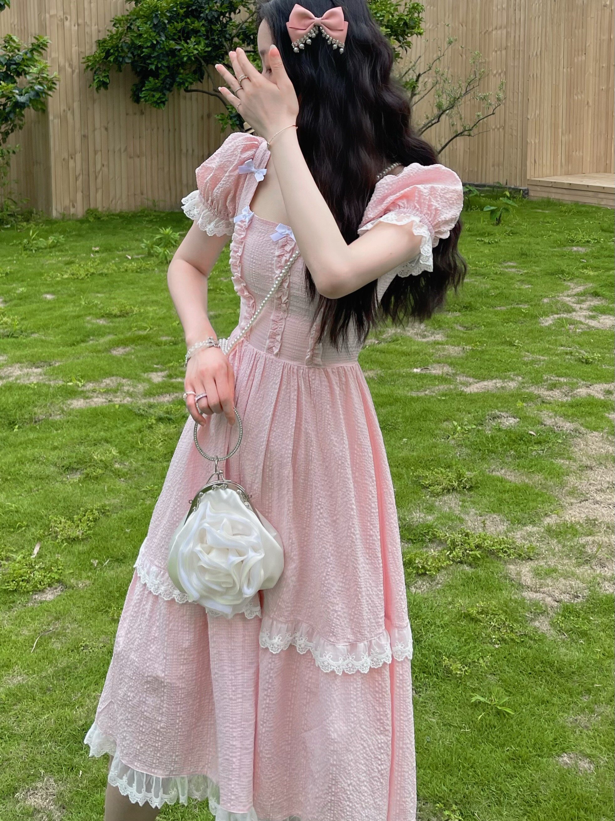 粉蕾丝仙女连衣裙