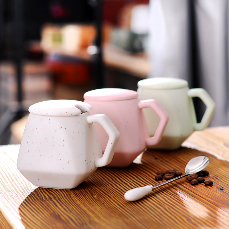 创意陶瓷杯子带盖勺 马克杯牛奶杯咖啡杯茶杯水杯情侣杯定制logo