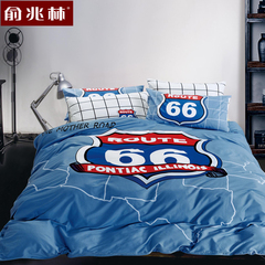 俞兆林全棉四件套1.5m1.8米床大版卡通英伦风纯棉被套床上用品