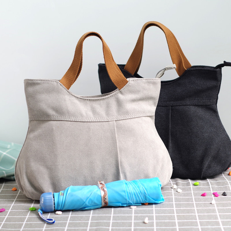 中号帆布女包休闲手提包夏季新款手拎包时尚饺子包个性百搭布包包