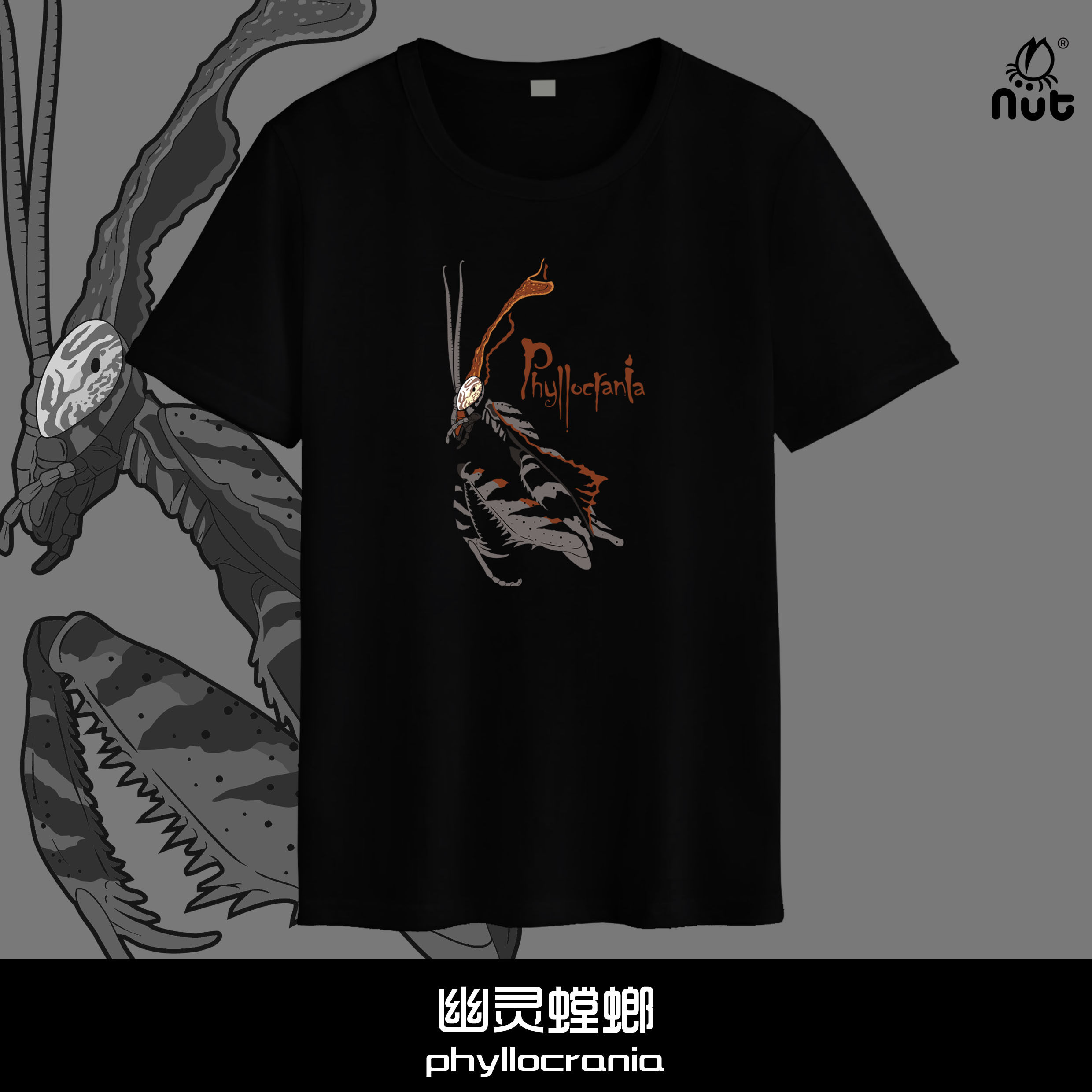 幽灵螳螂t恤原创设计螳螂图案昆虫短袖自然博物文创自然科普nut